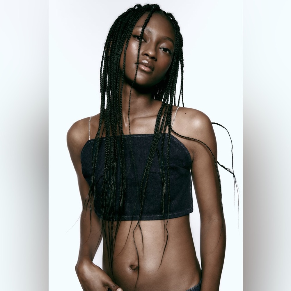 Zara Rhinestones Strap Crop Top - Picture 3 of 16